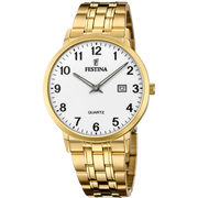 Festina Classic F20513/1 - bracciale e cassa acciaio placcato oro giallo - quadrante bianco con datario