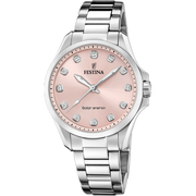 Festina Solar energy F20654/2 - bracciale e cassa acciaio - quadrante rosa con brillanti 