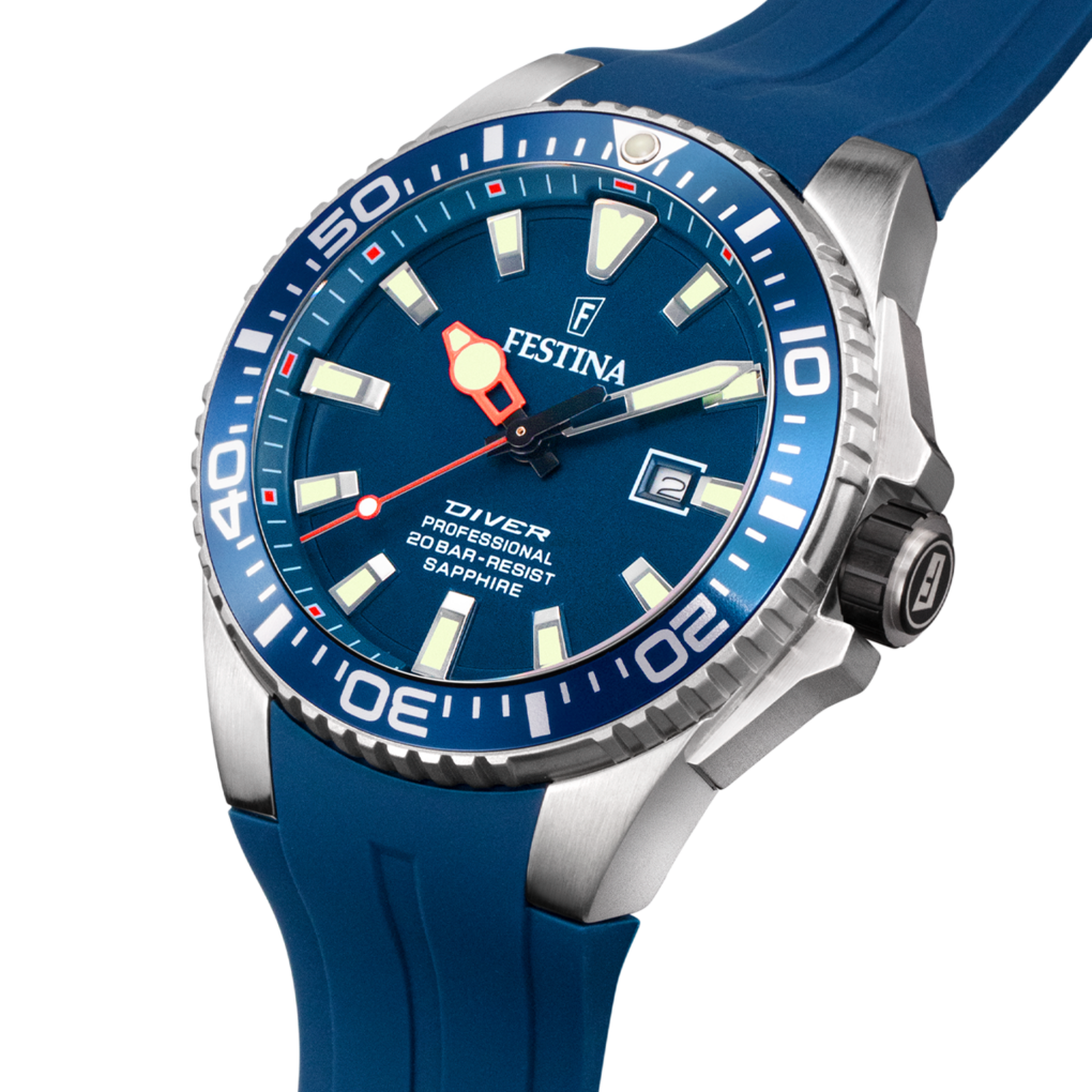 Festina The originals F20664/1 - cinturino in gomma blu - quadrante blu con datario - cassa acciaio