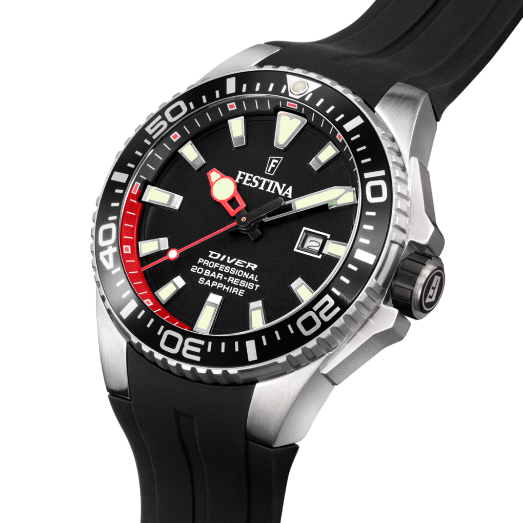 Festina The originals F20664/3 - cinturino nero in gomma - quadrante nero con datario - cassa acciaio