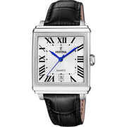 Festina On the square F20681/1 - cinturino nero pelle - cassa acciaio - quadrante argento con datario