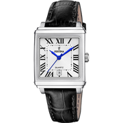 Festina On the Square F20682/3 - cinturino nero in pelle - cassa acciaio - quadrante argento con datario