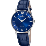 Festina Classic F20690/3 - cinturino pelle blu - cassa acciaio - quadrante blu con indici argentati