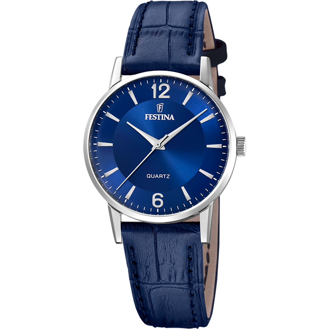 Festina Classic F20691/4 - cinturino in pelle blu - cassa acciaio - quadrante blu con indici argento