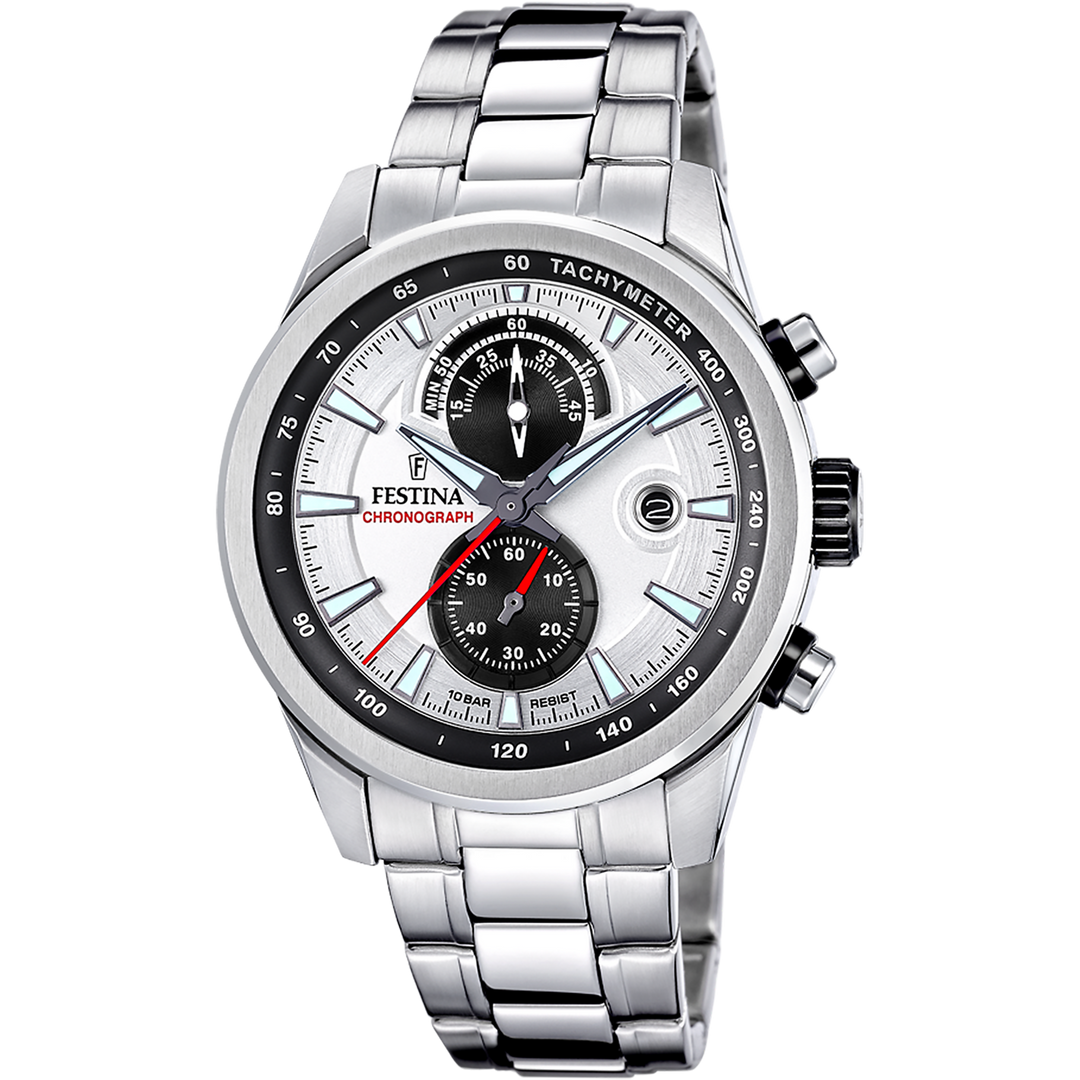 Festina Timeless Chronograph F20694/1 - bracciale e cassa acciaio - quadrante grigio con cronografo e datario