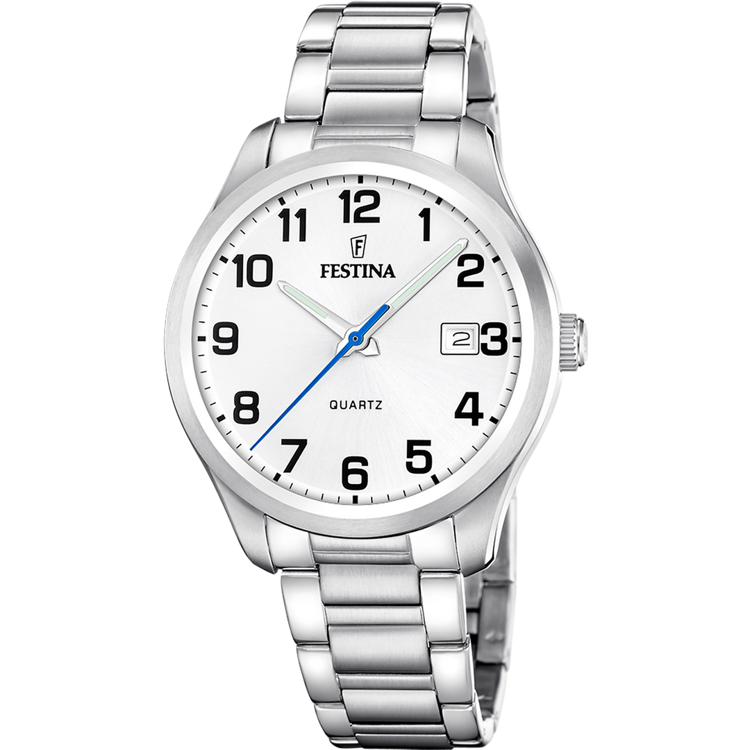 Festina Classic F20736/1 - bracciale e cassa acciaio - quadrante argento con datario
