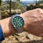 Load image into Gallery viewer, Festina Timeless chronograph F20742/5 - bracciale e cassa acciaio - quadrante verde con datario e cronografo - polso