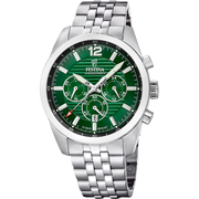 Festina Timeless chronograph F20742/5 - bracciale e cassa acciaio - quadrante verde con datario e cronografo