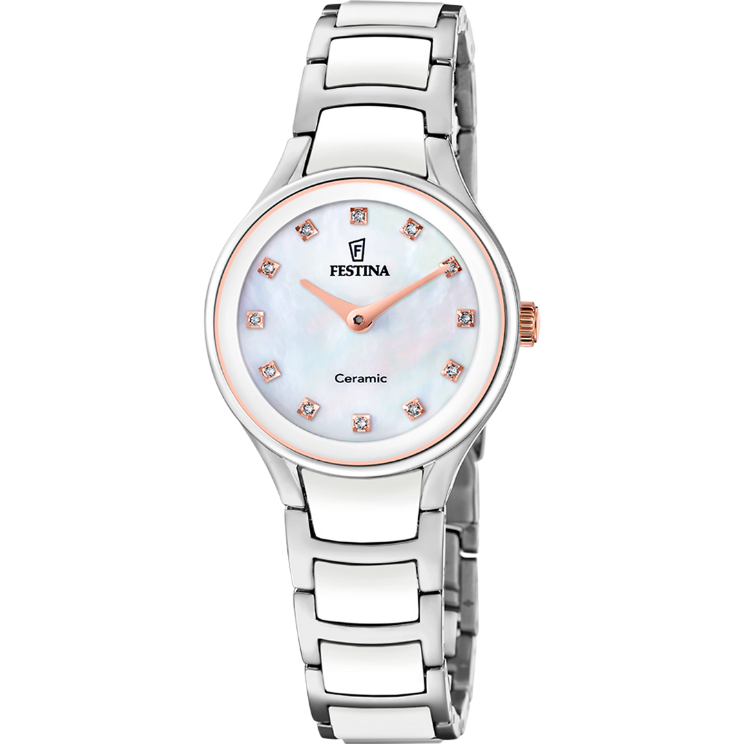 Festina Ceramic F20752/8 - bracciale acciaio ceramico - cassa ceramica - quadrante madreperla con brillanti