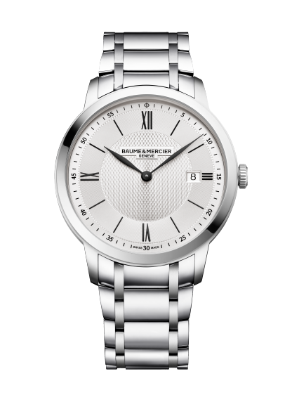 Baume & Mercier Classima 10883 - bracciale e cassa acciaio - quadrante argento con datario