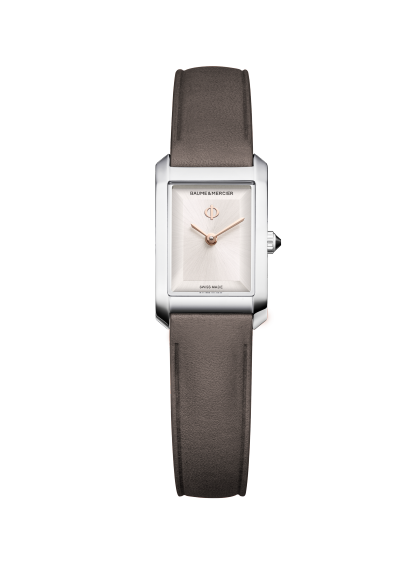 Baume & Mercier Hampton 10859 - cassa acciaio - cinturino pelle marrone - quadrante argento caldo