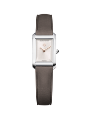 Baume & Mercier Hampton 10859 - cassa acciaio - cinturino pelle marrone - quadrante argento caldo