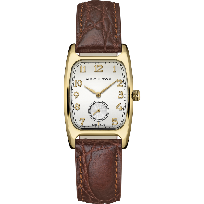 Hamilton American Classic Boulton Quartz H13431553 - cassa acciaio dorato - cinturino marrone in pelle - quadrante argento