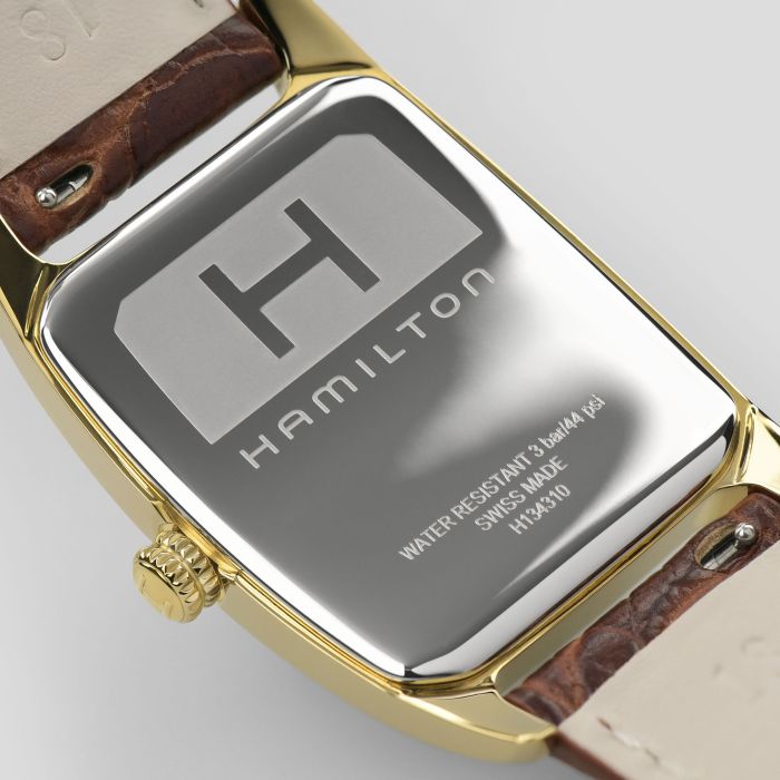 Hamilton American Classic Boulton Quartz H13431553 - cassa acciaio dorato - cinturino marrone in pelle - quadrante argento