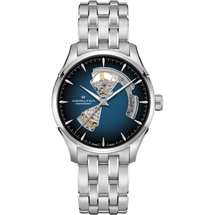 Hamilton Jazzmaster Open Heart Auto H32675140 - cassa e bracciale acciaio - quadrante blu con movimento a vista