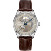 Hamilton Jazzmaster Open Heart Auto H32705521 - cassa acciaio - cinturino pelle marrone - quadrante beige con movimento a vista