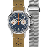 Load image into Gallery viewer, Hamilton American Classic Intra-Matic Chronograph H H38429541 - cassa acciaio - cinturino beige in pelle - quadrante blu con cronografo e tachimetro