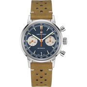 Hamilton American Classic Intra-Matic Chronograph H H38429541 - cassa acciaio - cinturino beige in pelle - quadrante blu con cronografo e tachimetro