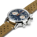 Load image into Gallery viewer, Hamilton American Classic Intra-Matic Chronograph H H38429541 - cassa acciaio - cinturino beige in pelle - quadrante blu con cronografo e tachimetro
