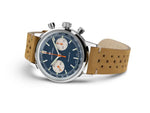 Load image into Gallery viewer, Hamilton American Classic Intra-Matic Chronograph H H38429541 - cassa acciaio - cinturino beige in pelle - quadrante blu con cronografo e tachimetro