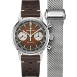 Load image into Gallery viewer, Hamilton American Classic Intra-Matic Chronograph H H38429591  - cassa acciaio - cinturino marrone in pelle - quadrante marrone con cronografo e tachimetro