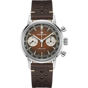Hamilton American Classic Intra-Matic Chronograph H H38429591  - cassa acciaio - cinturino marrone in pelle - quadrante marrone con cronografo e tachimetro