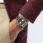 Load image into Gallery viewer, Hamilton American Classic Intra-Matic Chronograph H H38429861 - cassa acciaio - cinturino verde in pelle - quadrante verde con cronografo e tachimetro