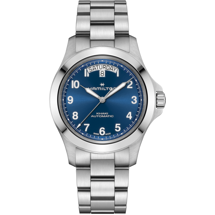 Hamilton Khaki Field King Day-date H64475140 - bracciale e cassa acciaio - quadrante blu con datario