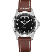 Hamilton Khaki Field King Day-date H64475531 - cassa acciaio - cinturino marrone in pelle - quadrante nero con datario