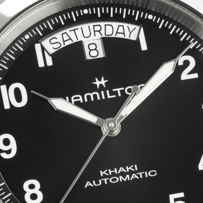 Hamilton Khaki Field King Day-date H64475531 - cassa acciaio - cinturino marrone in pelle - quadrante nero con datario