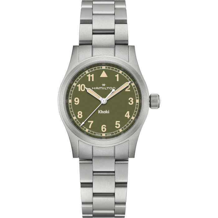 Hamilton Khaki Field Quartz H69301160 - bracciale e cassa acciaio  - quadrante verde cachi