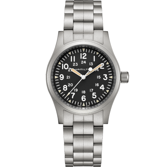 Hamilton Khaki Field Mechanical H69439131 - cassa e bracciale acciaio - quadrante nero