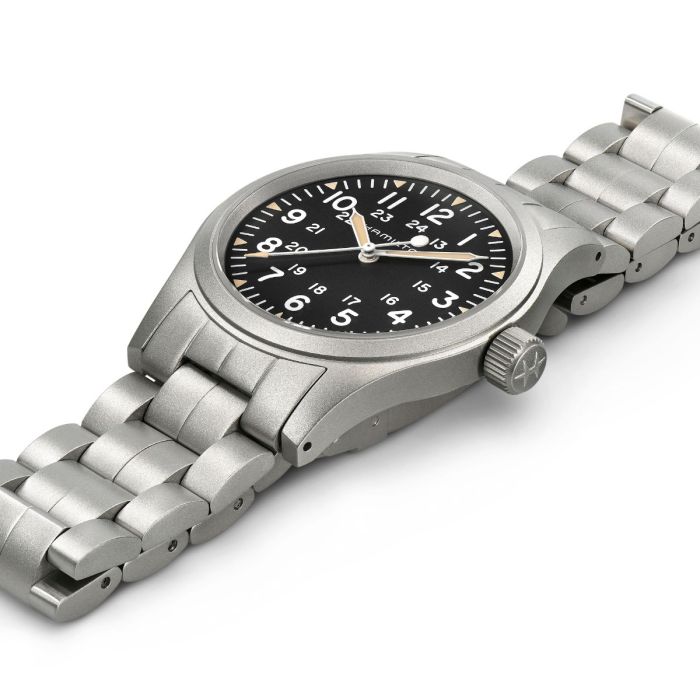 Hamilton Khaki Field Mechanical H69439131 - cassa e bracciale acciaio - quadrante nero