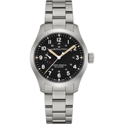 Hamilton Khaki Field Mechanical Power Reserve H69509130 - bracciale e cassa acciaio - quadrante nero con indicatore di carica