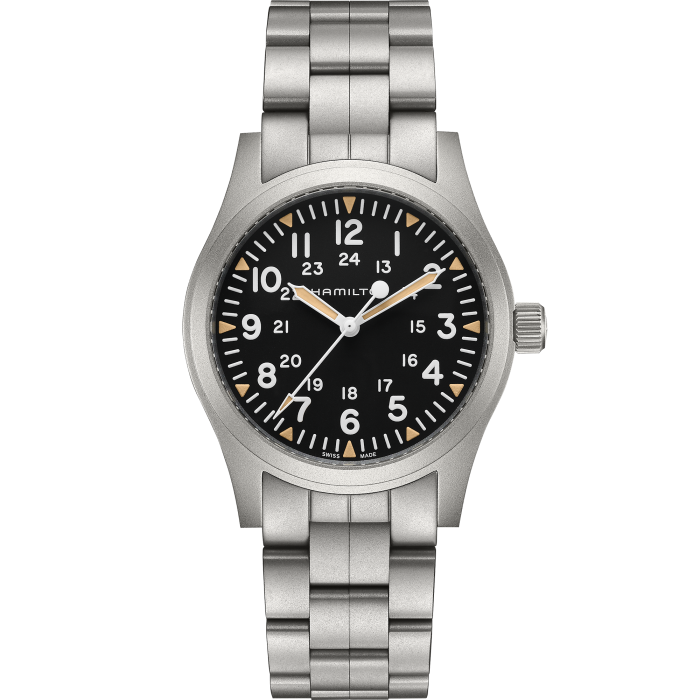 Hamilton Khaki Field Mechanical H69529133 - bracciale e cassa acciaio - quadrante nero
