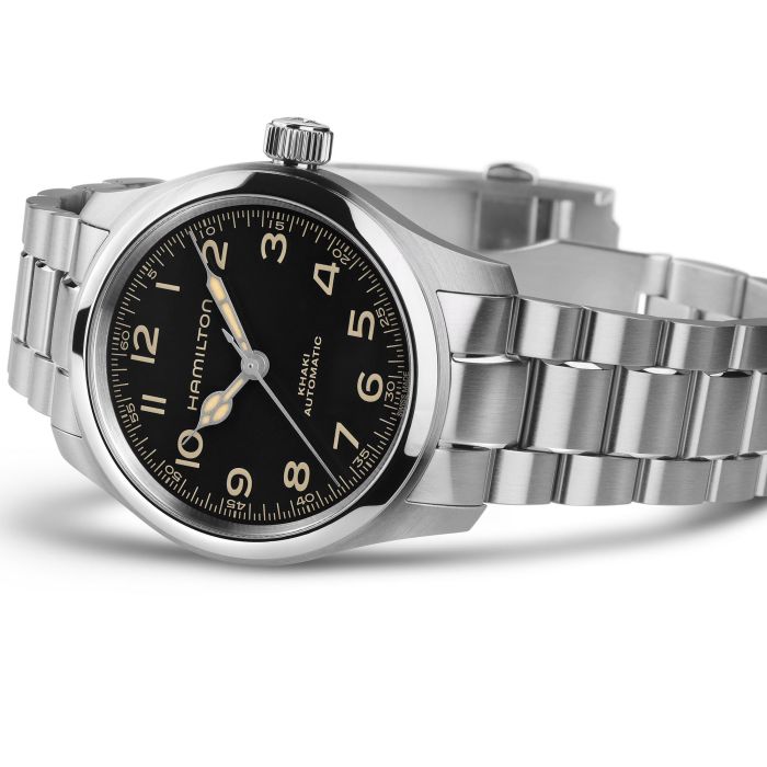 Hamilton Khaki Field Murph H70405130 - bracciale e cassa acciaio - quadrante nero