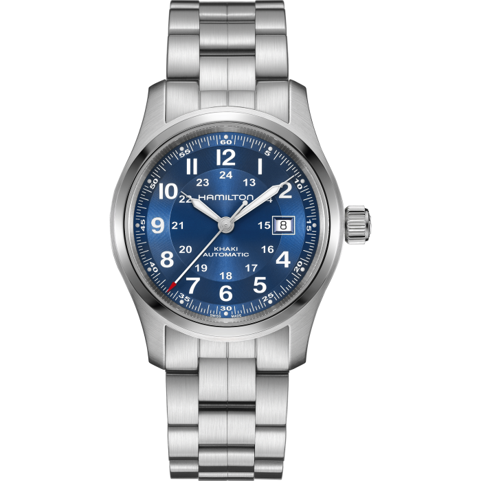 Hamilton Khaki Field Auto H70605140 - bracciale e cassa acciaio - quadrante blu con datario