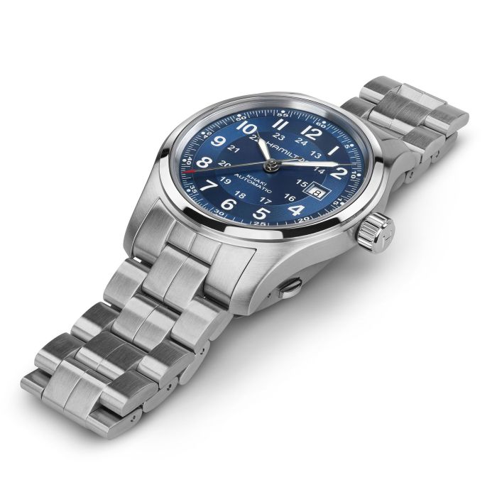 Hamilton Khaki Field Auto H70605140 - bracciale e cassa acciaio - quadrante blu con datario