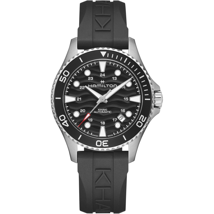 Hamilton Khaki Navy auto H82415330 - cassa acciaio - cinturino caucciù nero - quadrante nero con datario