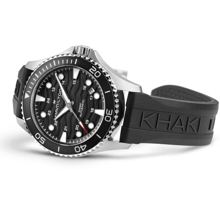 Hamilton Khaki Navy auto H82415330 - cassa acciaio - cinturino caucciù nero - quadrante nero con datario