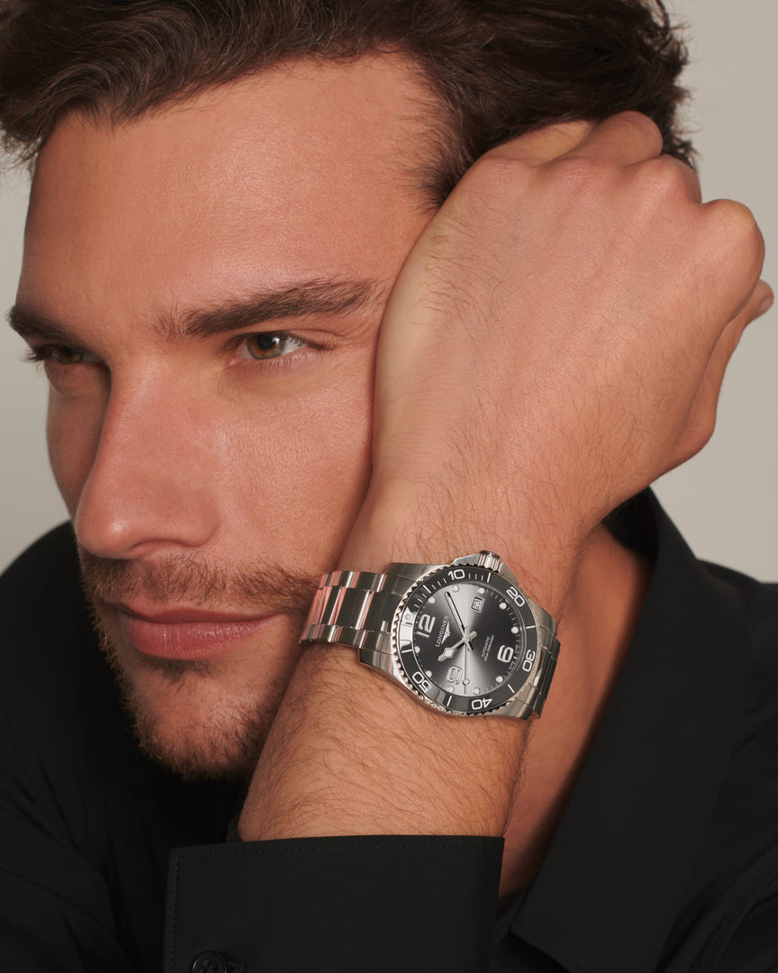 Longines Hydroconquest 41mm L3.781.4.76.6 - cassa e bracciale acciaio - quadrante grigio con datario