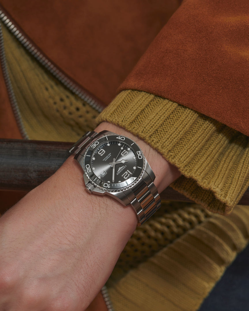 Longines Hydroconquest 41mm L3.781.4.76.6 - cassa e bracciale acciaio - quadrante grigio con datario