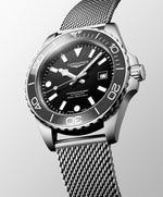 Load image into Gallery viewer, Longines Hydroconquest 42mm L3.788.4.70.6 - bracciale e cassa acciaio - quadrante nero lucido e ghiera grigia
