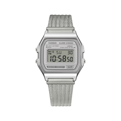 Casio Iconic A158WEM-7EF - bracciale e cassa acciaio - quadrante  digitale argento