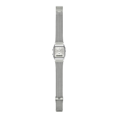Casio Edgy AQ-230EM-7AEF - bracciale acciaio - cassa grigia in resina e quadrante argento