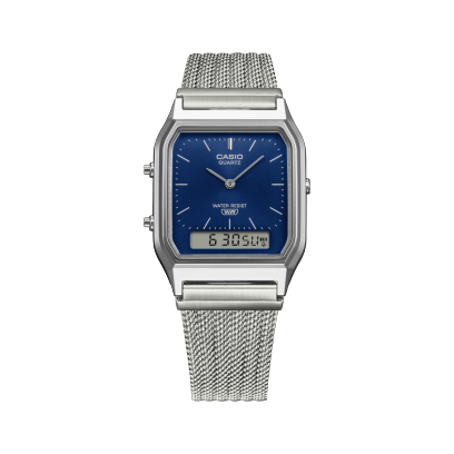 Casio Edgy AQ-230 AQ-230EM-2AEF - bracciale e cassa grigi - quadrante blu
