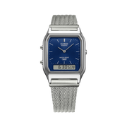 Casio Edgy AQ-230 AQ-230EM-2AEF - bracciale e cassa grigi - quadrante blu