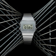 Casio Iconic A700WEV-7AEF - cassa resina grigia - cinturino acciaio - quadrante digitale