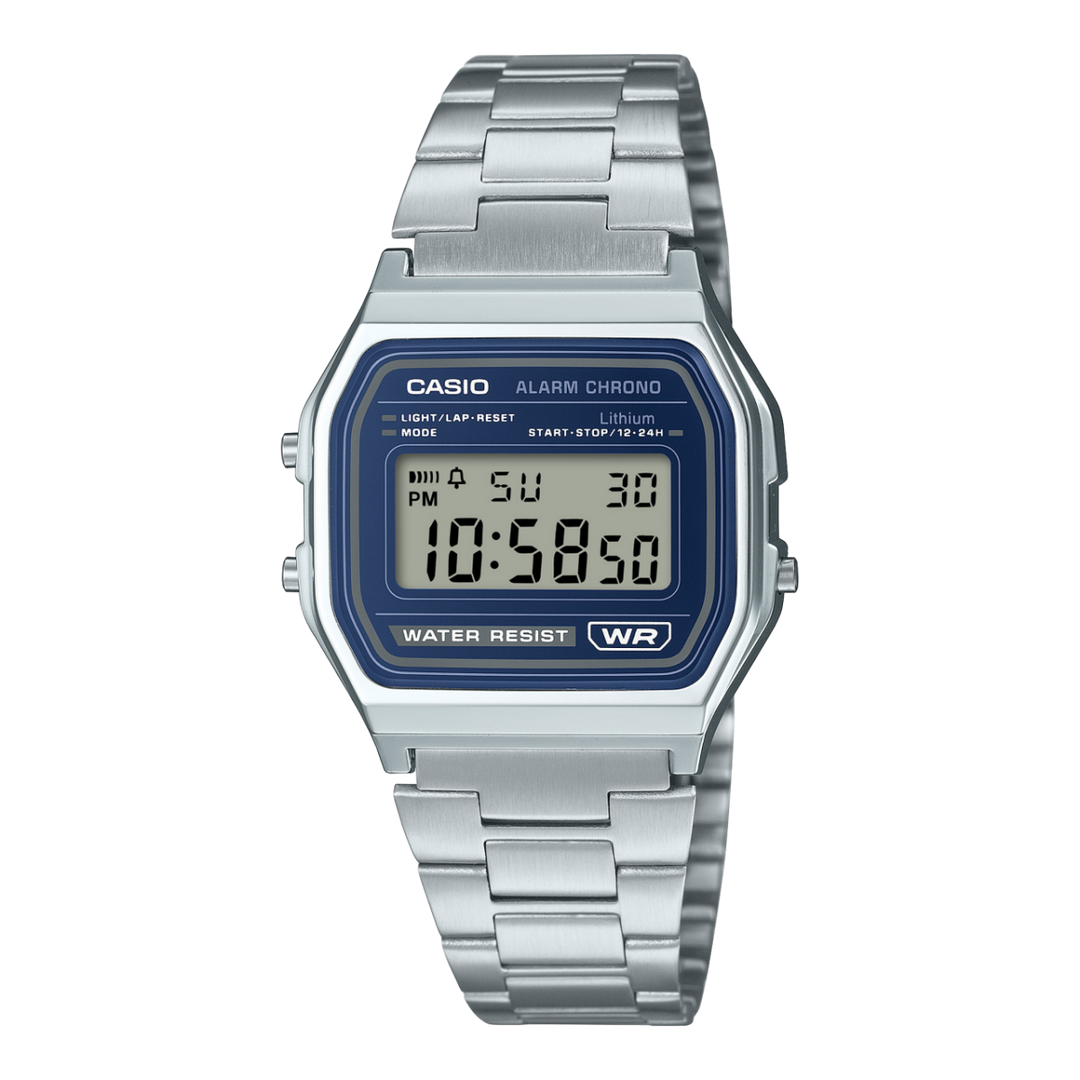Casio Iconic A158WEA-2EF - bracciale acciaio - cassa resina grigia - quadrante digitale
