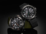 Load image into Gallery viewer, Casio Pro Trek PRW-6600 PRW-6600YB-3ER - cinturino tessuto verde scuro - cassa resina nera - quadrante nero multifunzione